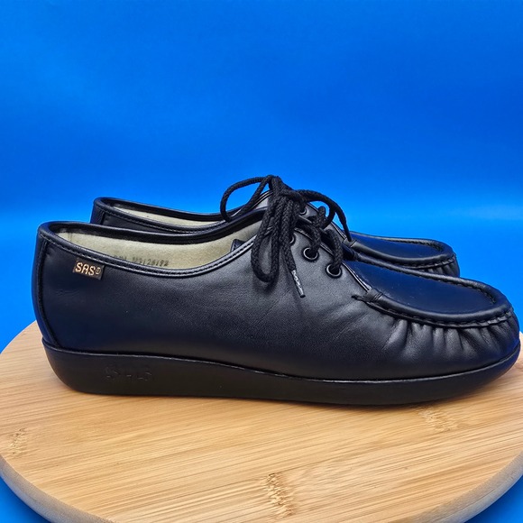 SAS Handsewn Genuine Leather Black Comfort Oxford Shoes Women's NWOB 9.5WW - Picture 1 of 9